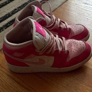 Pink and White High-Top Sneakers